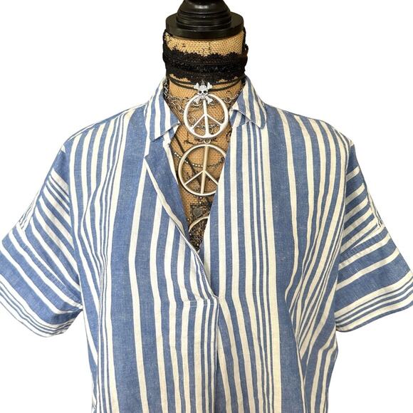 MADEWELL women's Linen Cotton blend striped blouse - SMALL - Picture 6 of 15